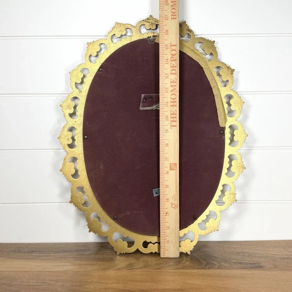 Vintage Roco 1960s Mirror Hollywood Regency Mcm Gold Frame Ornate Oval